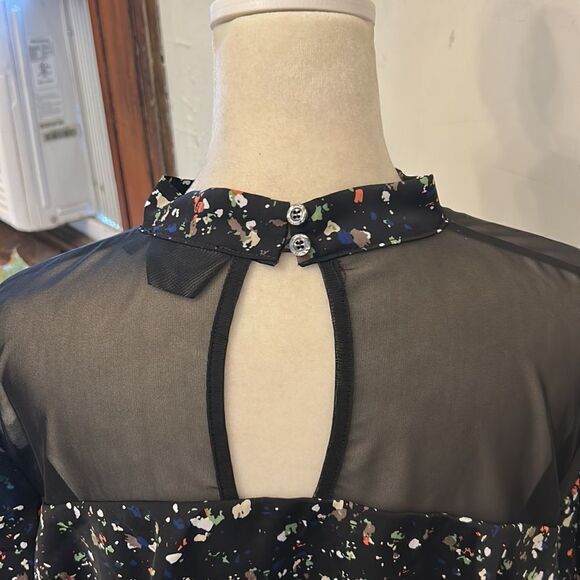 P Luca Milano black tiered mesh blouse Size L EUC - Picture 8 of 10